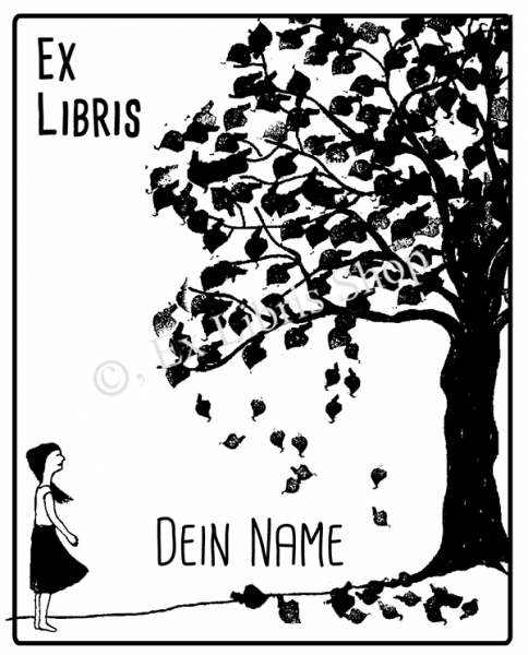 Bookplate •Girl with tree_1•